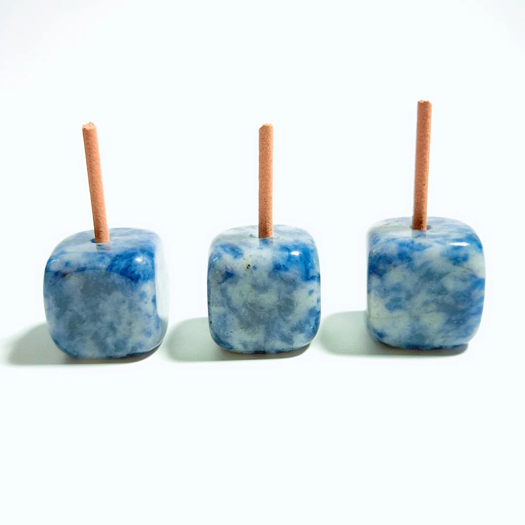HY blue spot jasper Incense Stick Holder Decorative Buddhist Crystal Statue Fengshui Sculpture Liuli Craft Arts