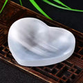 Natural Translucent Gypsum Heart-Shaped Bowl Ornament Fashionable Concave Crystal for Home Decor & Gift