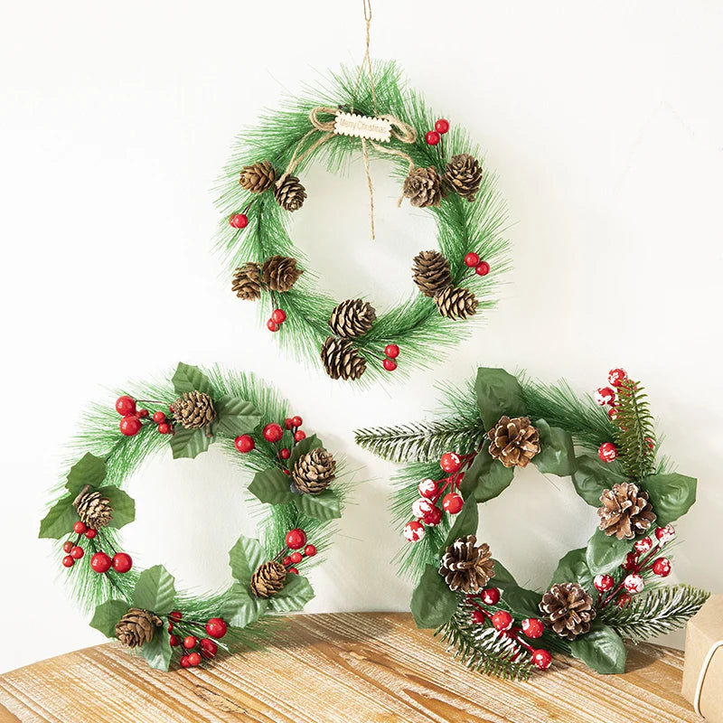 GANGHENG 40/45cm Christmas Gift Ornamnt Decorations Christmas Rattan Wreath Hanging corona Navidena Guirnalda