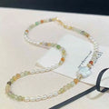 43cm Peacock Agate Jade Necklace with Natural Plum Blossom Baroque 4-5mm Freshwater Pearls for Weddings & Engagements
