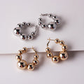 Europe United States Brass 16K Gold Rhodium Plating Large Hoop Spherical Beaded Earrings Classic Style for Wedding Party Gift