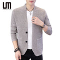 Liu Ming Trending 2025 Products Autumn New Korean Fashion Men Casual Solid Color Knitted Coat Cardigan Sweater