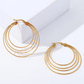 Hoop Earring Simple Dual Use Stainless Piercing 3-ring Hollow Earring for  Women