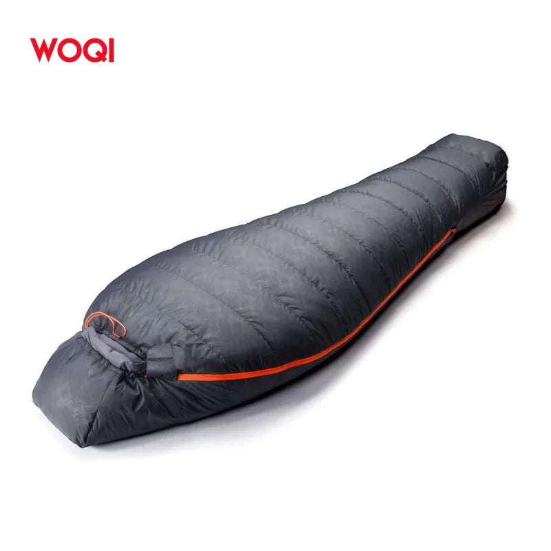 WOQI OEM Duck Goose Down -15 -20 Degrees Down Sleeping Bag 1000 Fill with Bivy Sack for Camping Hiking