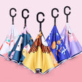 Children's Best Upside Down Drip-Free Double Layer Sun Umbrella with Reflective Strip Straight Pattern Reverse Design