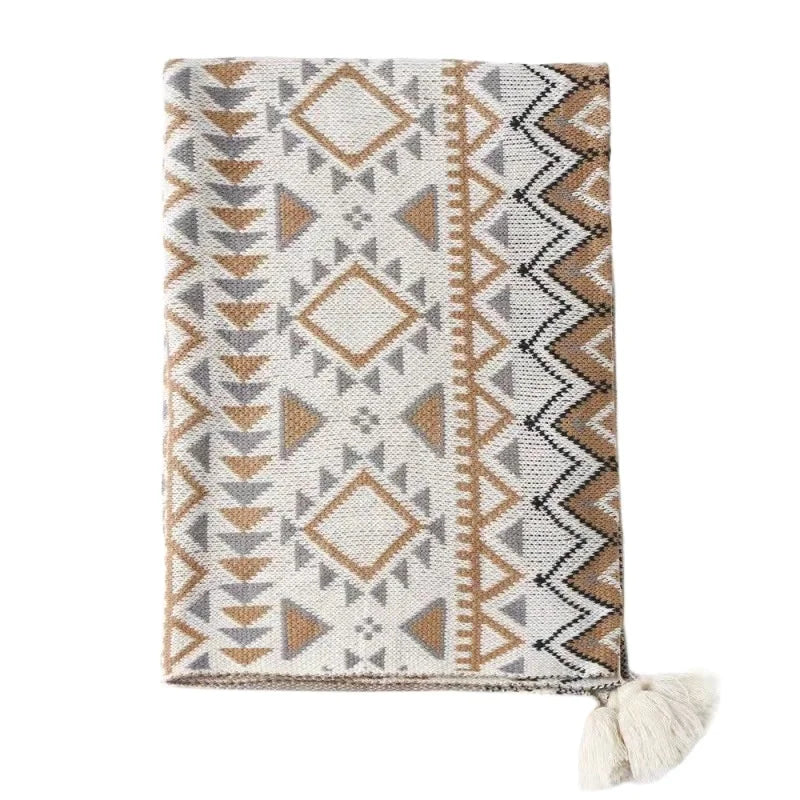 Hot Sale Bohemia Style Sofa Bed Geometric Throw Acrylic Knitted Blanket