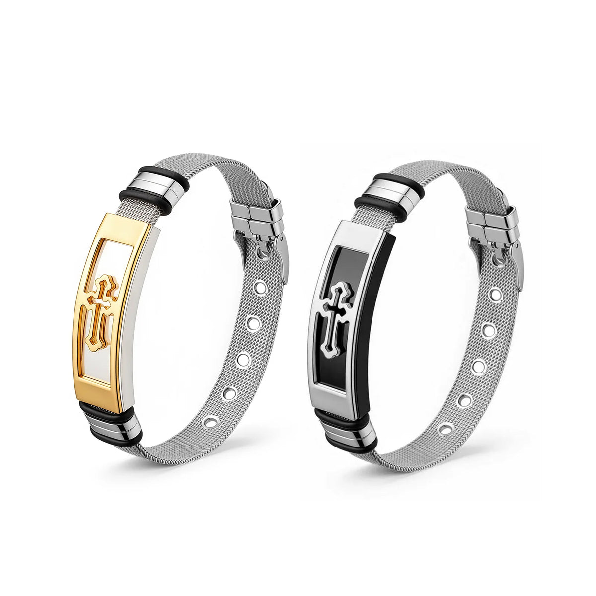 Christian Jesus Popular Jewelry 316L Stainless Steel Cross Bracelet Trendy Cool Street Hip-Hop Style Fashion Bracelet Jewelry MegaBDM