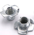 China Supplier  M8 Four-corner Nail Four Claw T-Nuts Female Furniture Nuts T Pronged Blind Nuts for Woodworking Furniture Parts