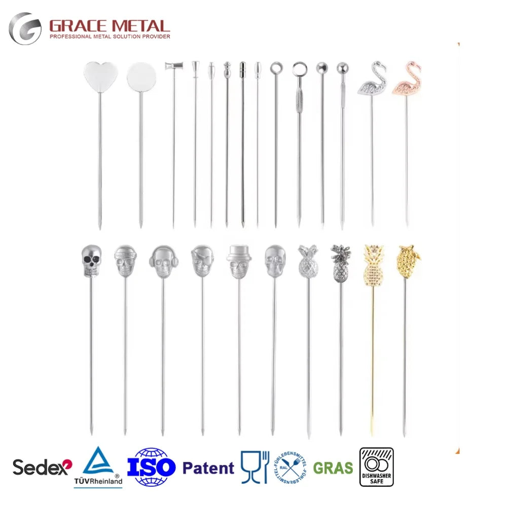 Premium Ocean Star Fish Gift Party Drink Garnish Custom Design Reusable Cocktail Swizzle Skewel Fruit Pick Metal Cocktail Skewer