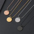 DAIHE Snake Chain Round Pendant Engraved Necklace 18k Gold-Plated Blank Stainless Steel Necklace Non Tarnish