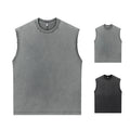 Men's Basic Style Sleeveless Cotton T-shirts With Custom Logo Breathable Summer Wearing Retro Washed Plain Tank Tops