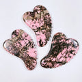Huiying Natural rhodonite jasper stone body gua sha guasha board plate spiky heart scraping massage tool for back massager