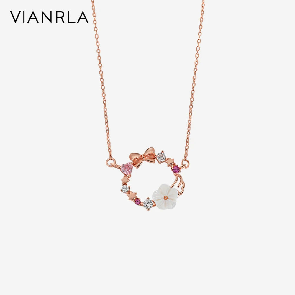 VIANRLA 925 Sterling Silver Garland Pendant Minimalist Necklace Gift for Women Jewelry Wholesale Free Laser Logo