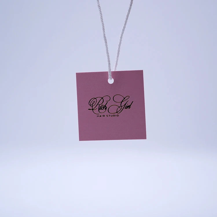Labels Design Custom Printed Hologram Foil Name Logo Clothing Paper Hang Tags With Ribbon String