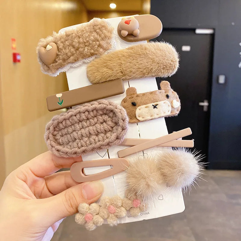 Children's Hair Girls Hair Pin Animal Fur Winter tiger Cute Girl Headdress Bb Clip Hair Bangs Clip Baby
