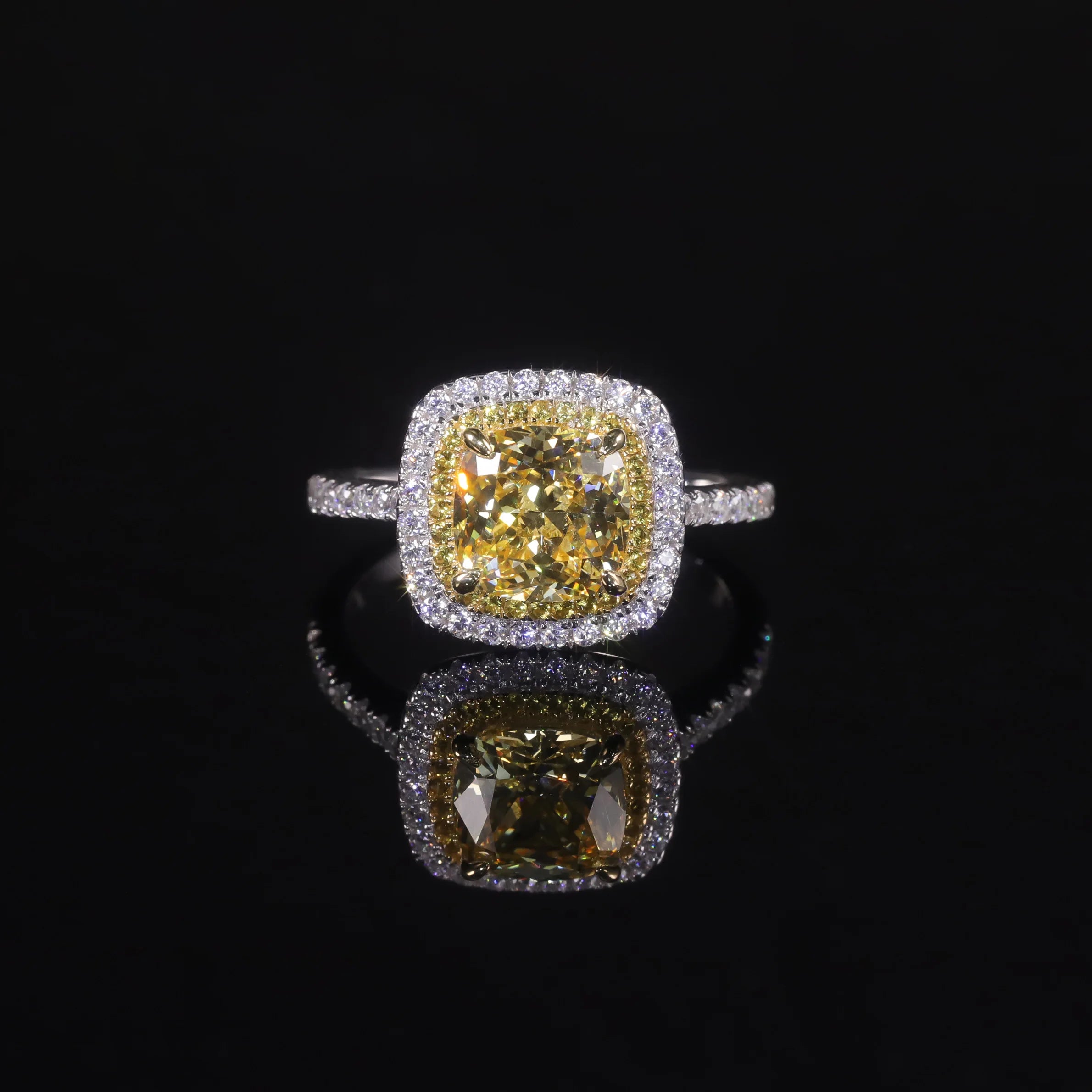 AR126 Abiding Comfort Cushion Cut Crushed Ice Ring Fine Gemstone Jewelry 925 Sterling Silver Engagement Halo Diamond Ring