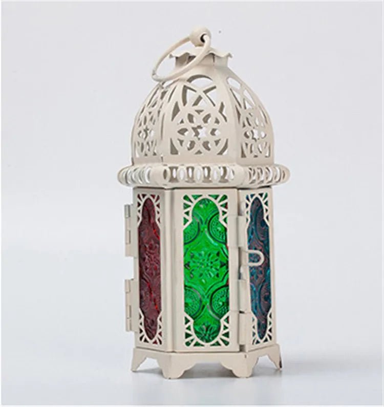 European Creative Castle Iron Moroccan Candle Holder Metal Wedding Hanging Candlestick Lanterns Crafts Home Table Decoration