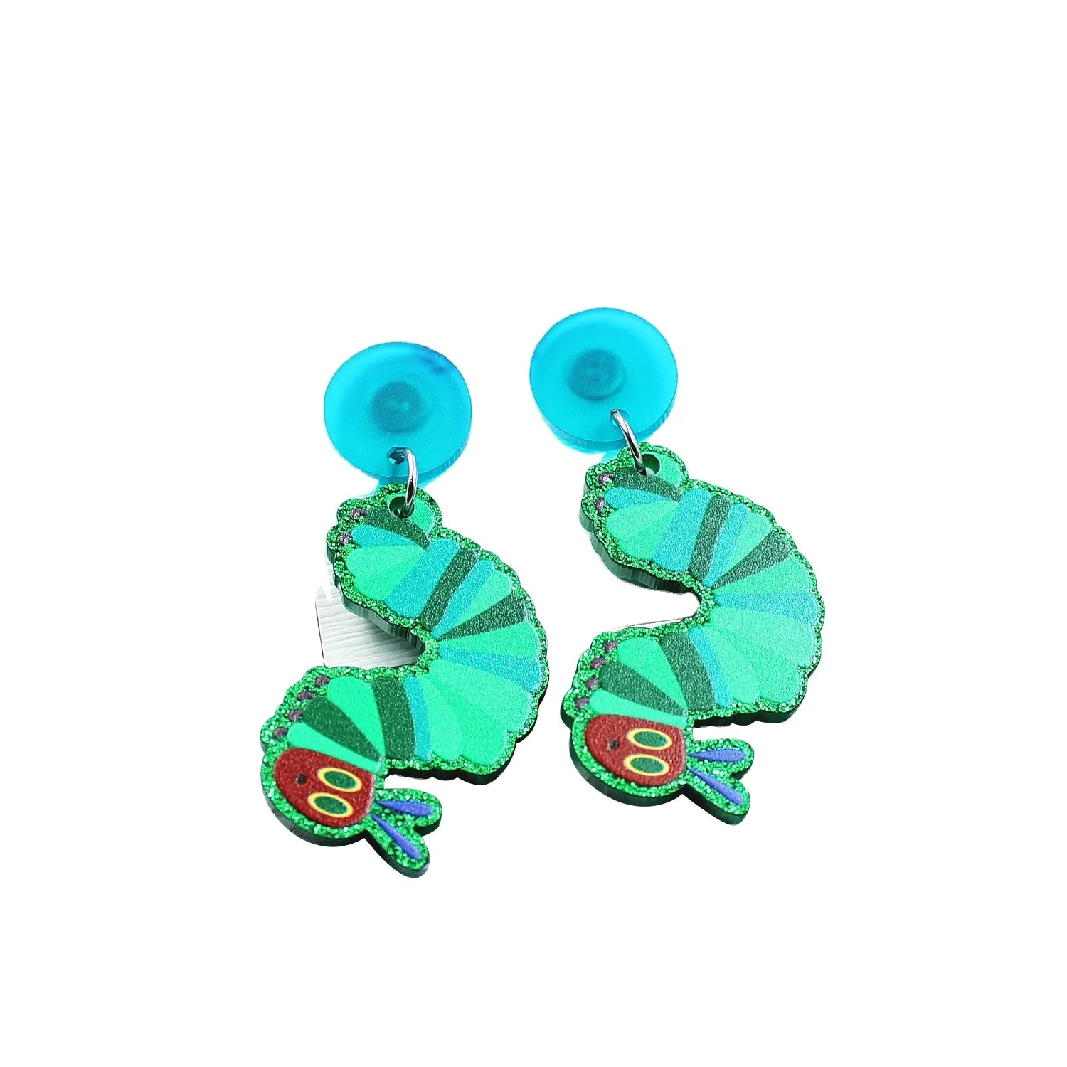 ERS340HP098 Cheap Acrlylic Caterpillars Dangle Beach Holiday Glitter Earrings