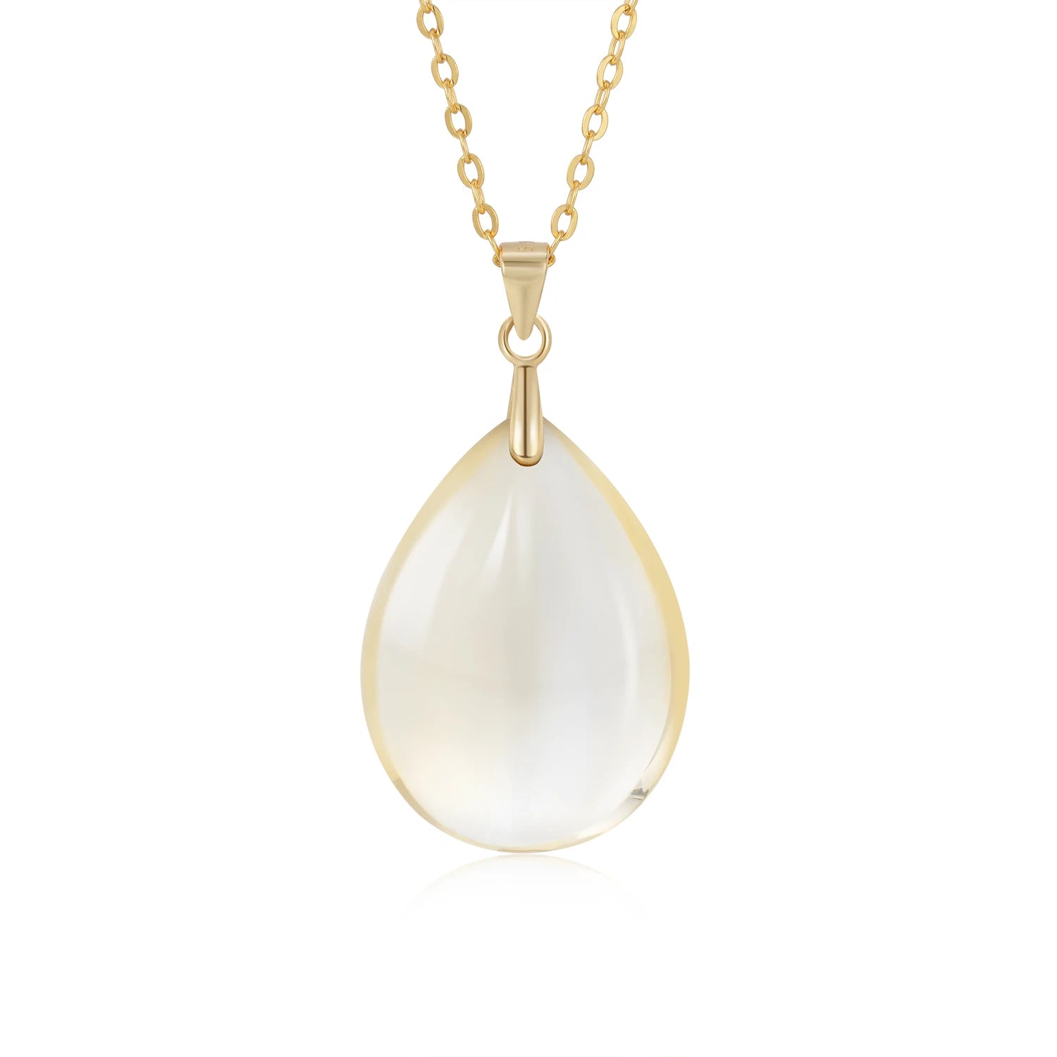 YBO Women's Trendy 18K Gold Plated Sterling Silver 925 Pendant Necklace Water Drop Citrine with Natural Gemstone Dropship