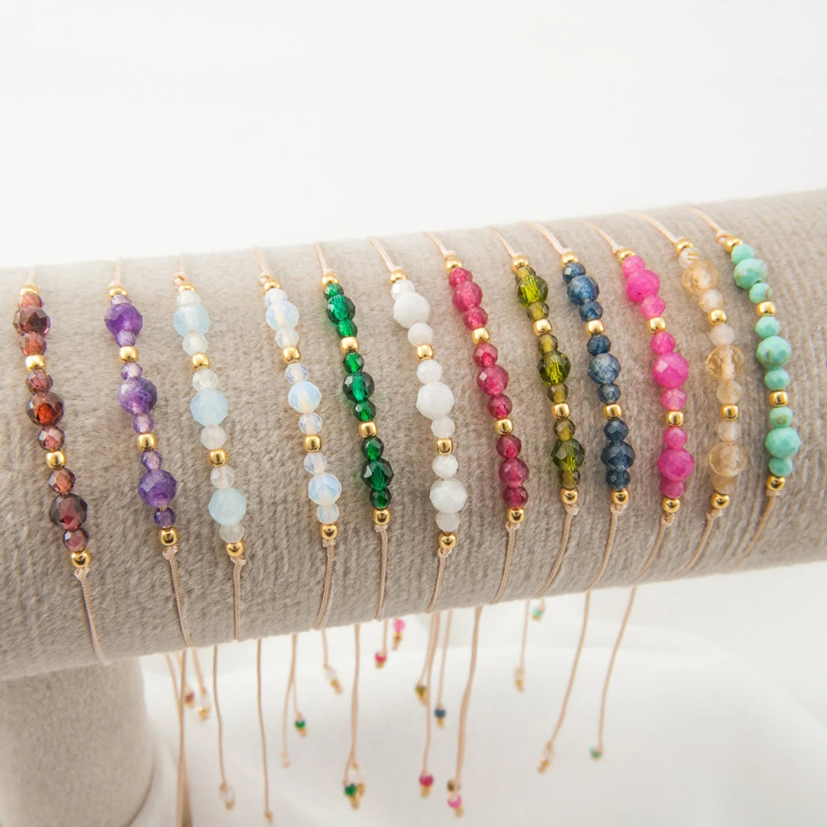 Juice Birthstone Adjustable Rope Chain Bracelet18K Stainless Steel Birth Lucky Stone Bracelet