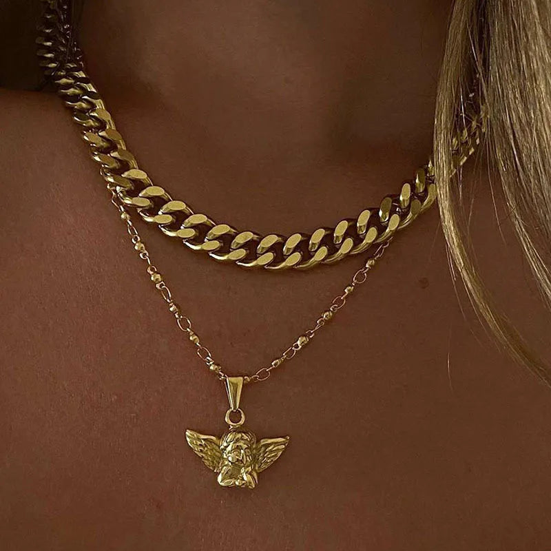New Trendy Wholesale Custom Women's 18k Gold Silver Plated Stainless Steel Curb Cuban Link Chain Necklace