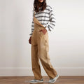 Custom Men's Vintage Wash Workwear Cargo Overalls Mid Waist Casual Style Distressed Canvas