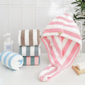 Quick-drying Water-absorbing Thick Coral Headscarf with Wide Strips and Buttons - Dry Hair Cap 20 1668 China Plaid Coral Fleece