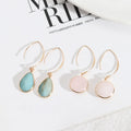 Fashion Minimalist Crystal Stone Dangle Earring Natural  Aquamarine  Hoop Earrings Water Drop Stone Earring Woman