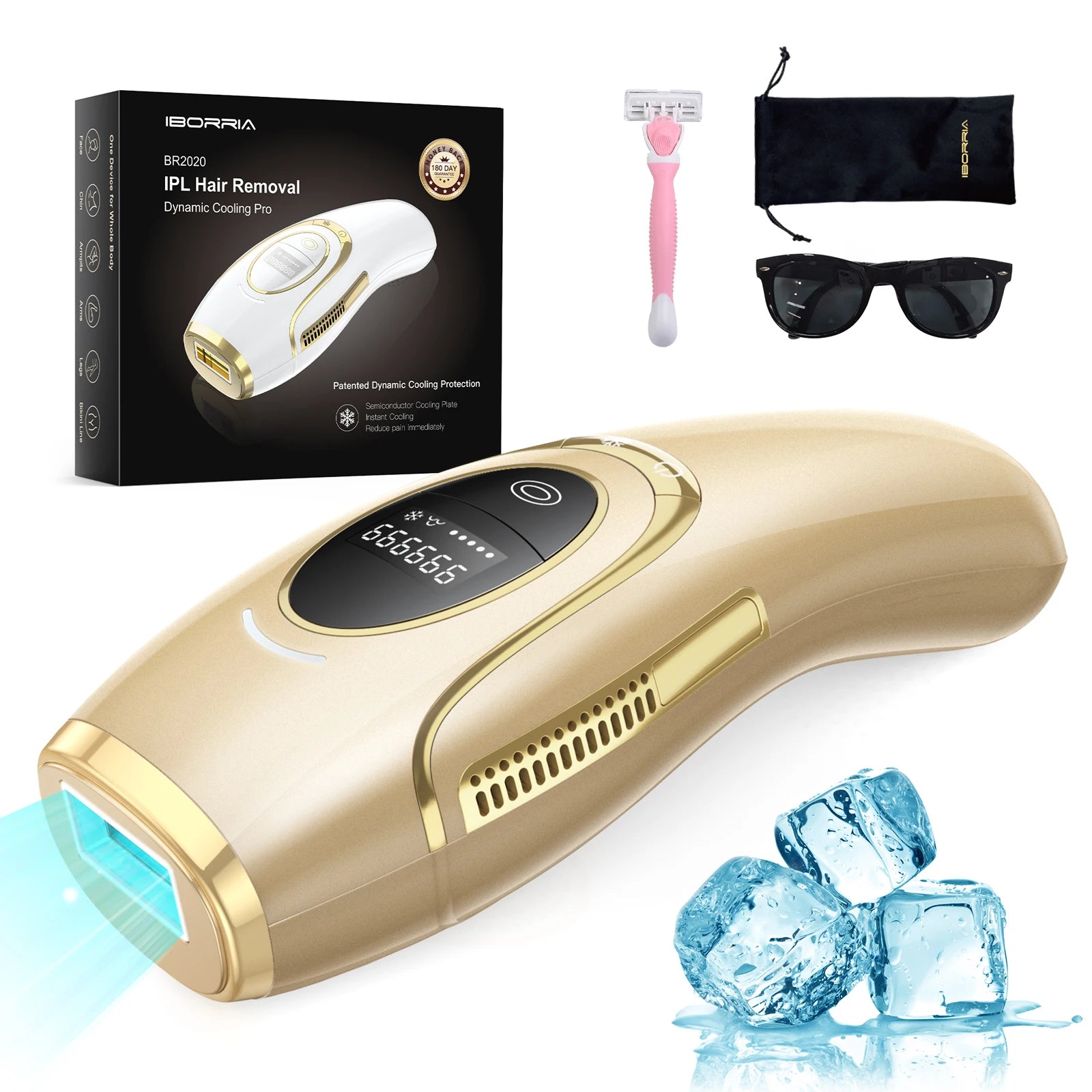 999999 Times Laser IPL Hair Removal Mini Handset Portable Home Ice IPL Hair Removal With Sunglasses