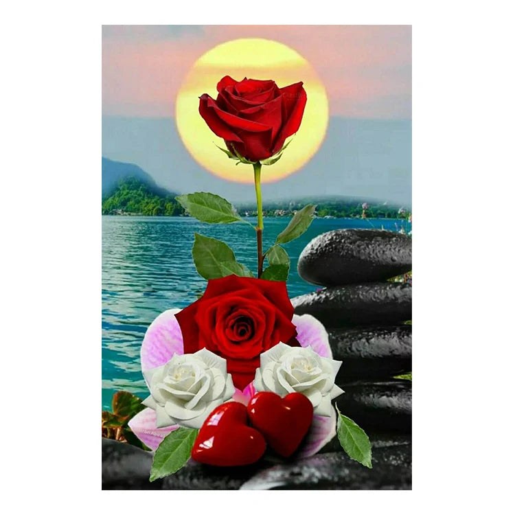 Ever Moment Diamond Painting Modern Picture Rose Flower Moon And Butterfly Resin Drill Home Decoration Embroidery Kits 3F2480