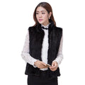MWfur Hand Knitted Luxury Fur Gilet Waistcoat Mink Fur Vest for Women