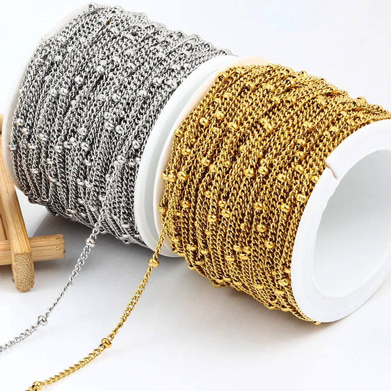 Stainless Steel DIY Accessories for Jewelry Clip Bead Side Chain Twist Clavicle Chain Vacuum Electroplating for Necklace