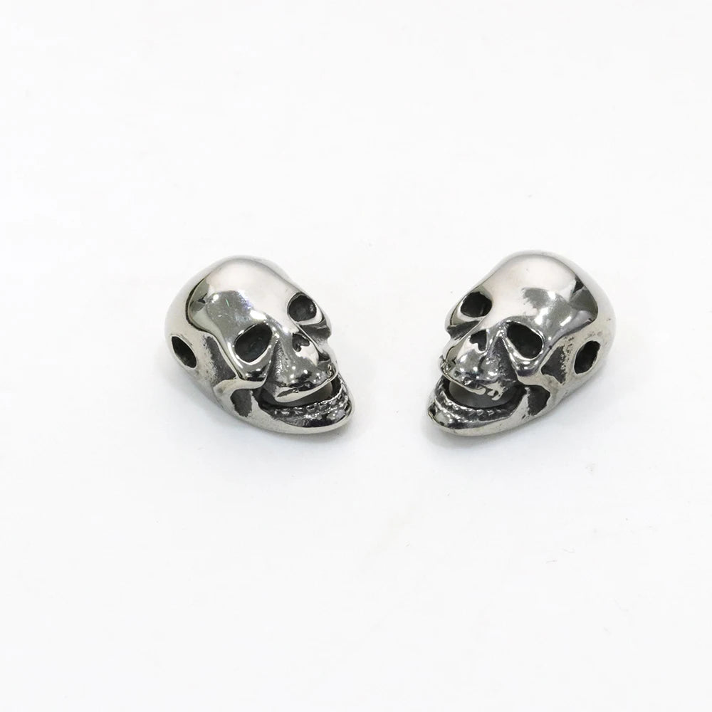 Wholesale Silver Plated Stainless Steel Antique Style Skull Head Spacer Beads for DIY Jewelry