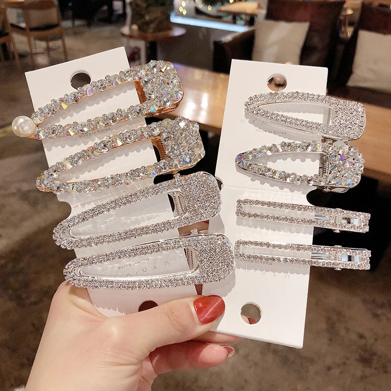 HOVANCI 2020 Trend Geometric Crystal Hair Clips Bling Rhinestone Hair Pins Women Hair Accessories