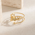 Hot Selling Fashion Jewelry 18K Gold Plated Stainless Steel Adjustable Enamel Ocean Starfish Seashell Rings for Holiday