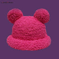 Landfond Accessory Ear Fluffy Bucket Hat Fleece Funny Fisherman Christmas Cap Winter Warm Women Girls