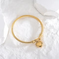 Wholesale 18K Gold Plated Stainless Steel Heart Pendant Bracelet Twisted Cable Wire Clasp Bangle Bracelet for Women and Girls