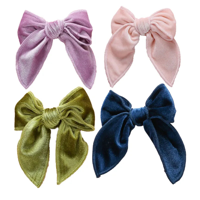 Women and Girls Solid Color Velvet Hair Bows Big Bowknot Hair Clasp Accessory Elegant Bow Hair Clip