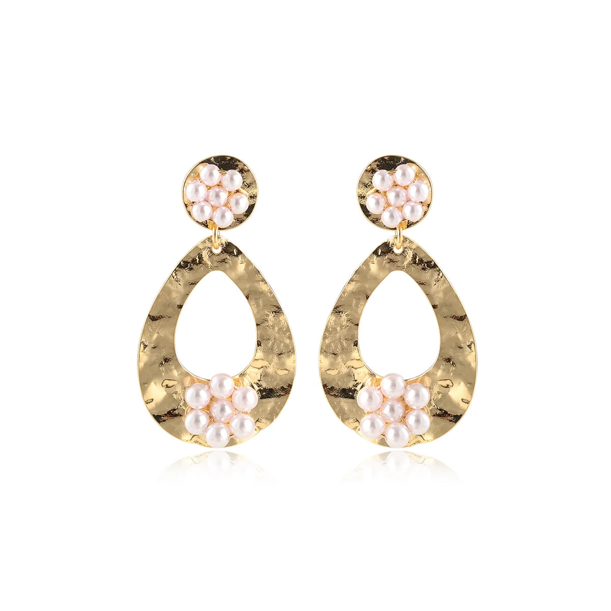 KITI Trendy Gold Earrings with Pearl Detailing Teardrop Shape for Women Fashion Jewelry
