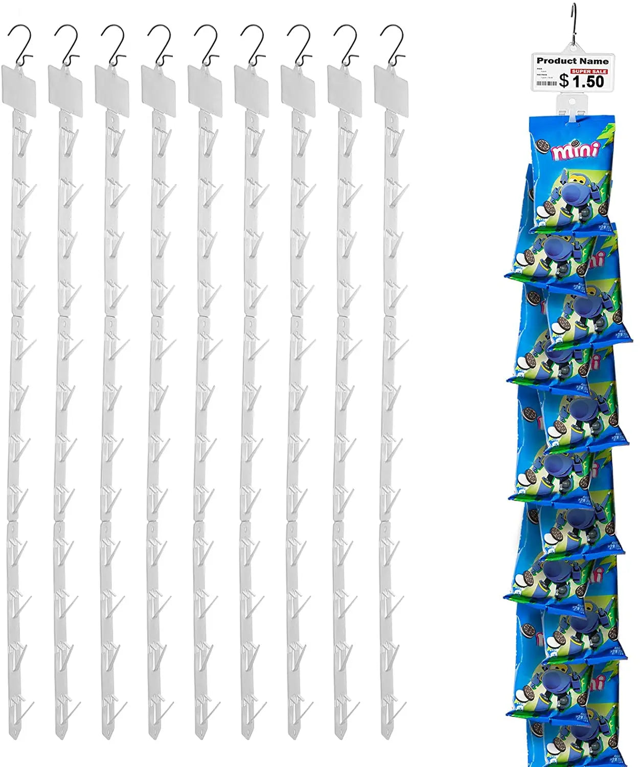 Low MOQ Plastic Hanging Display Clip Strips for Retail Display With Label Header