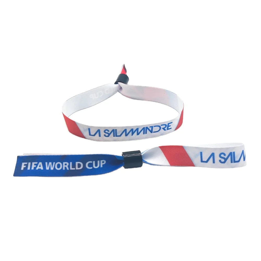 Customized Event Identification Woven Label Wristbands One Time Use Satin Bracelet Promotional Promotional Wristbands