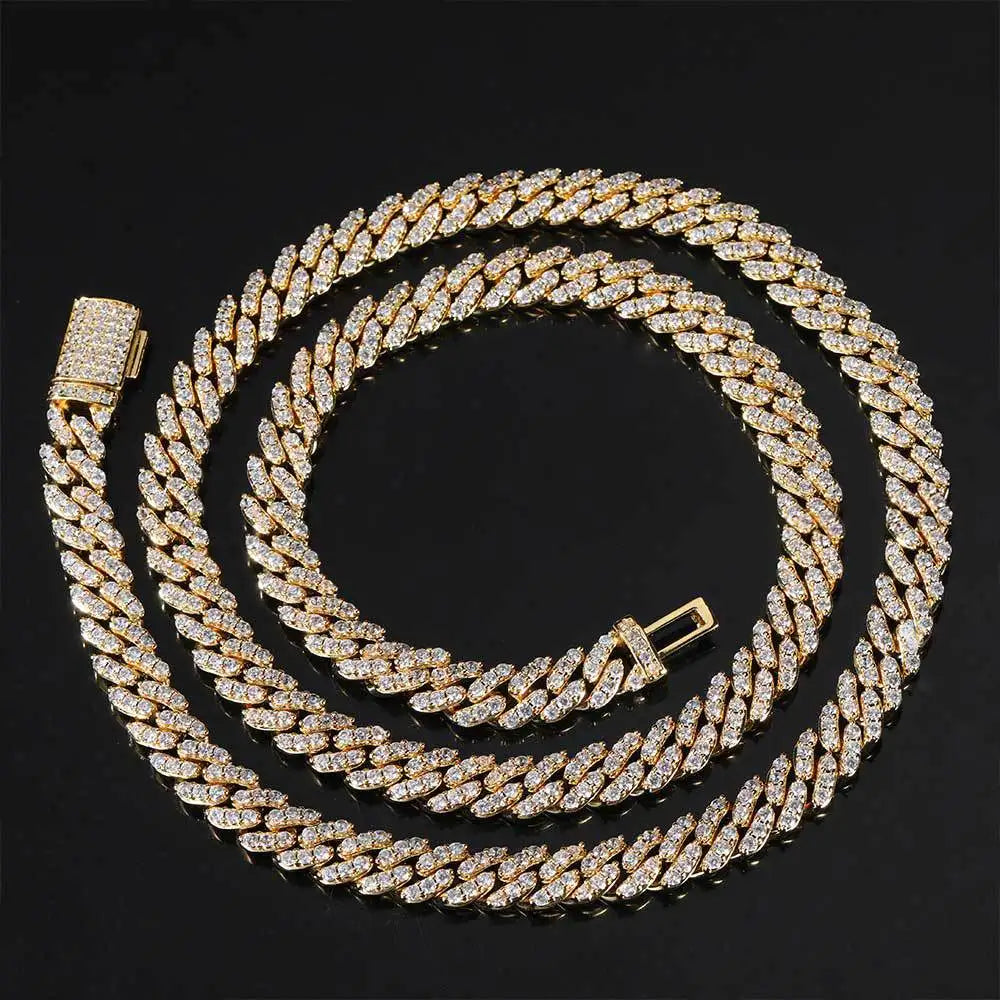 Wholesale Hip Hop 8mm Zircon Diamond Cuban Link Chains Necklace for Men Gold Plated Fashion Necklaces Women Jewelry Necklace