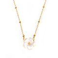Fine Jewelry Necklaces Hypoallergenic 18k Real Gold Plated Flower Necklace Beaded Chain Dainty Sea Pearl Shell Necklace Choker