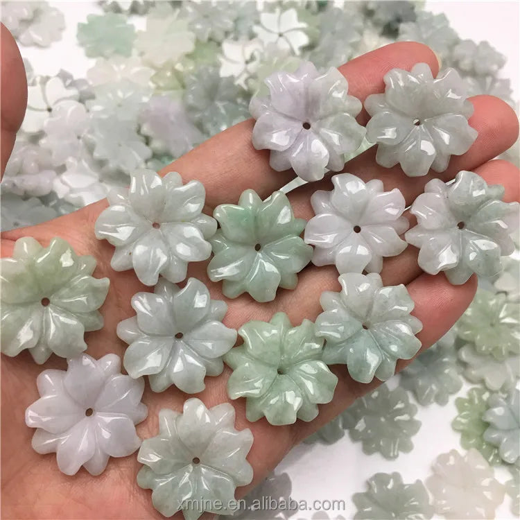 Certified Grade a  Myanmar Jadeite Jade Pendant Sun Flower Pendant Jade Pendant Crafts Jewelry Wholesale