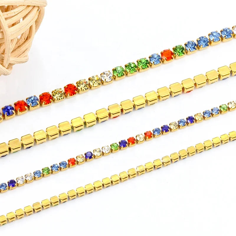 Wholesale Fine Jewelry Chains & Charms PVD Electroplated Stainless Steel Tennis Chain Necklace Chain Setting Base DIY Making