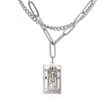 Double Layer Necklace Vintage Tarot Jewelry Good Luck Amulet Pendants Stainless Steel Necklace