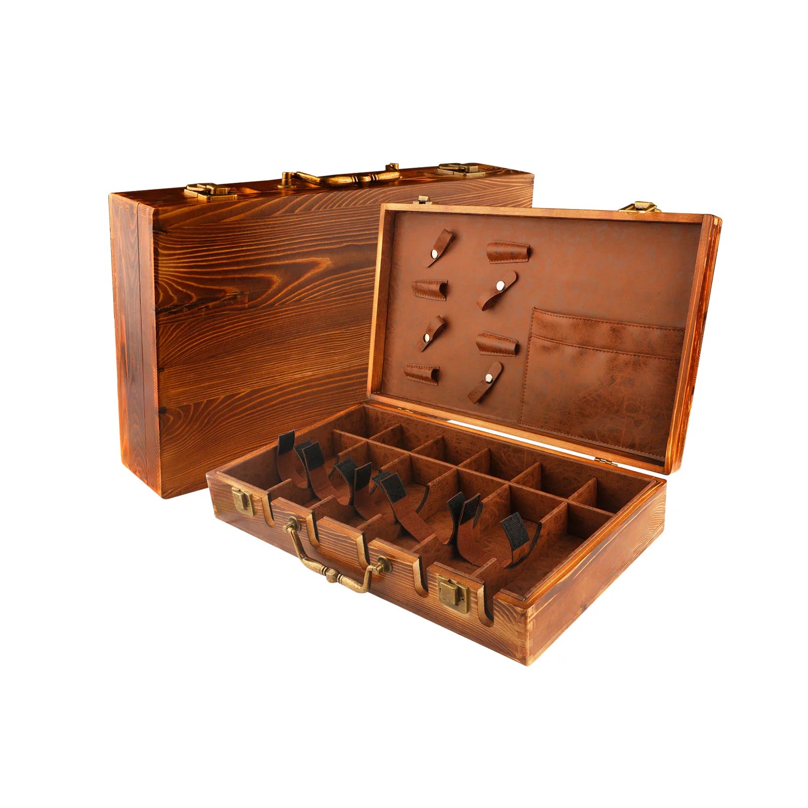 Professional Luxury Barbershop Natural Wood Portable Case Station Organizer Barberia Tool Storage Box for Traveling Salon Box