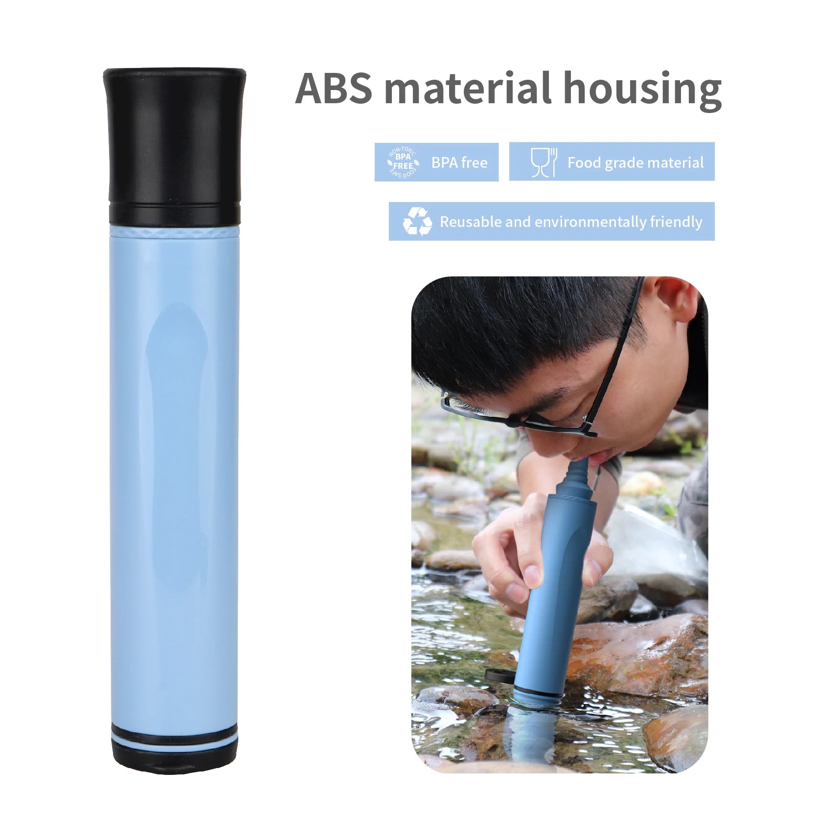 Portable Lightweight Plastic Camping & Hiking Outdoor Water Filter Straw
