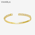 VIANRLA 18K Gold Plated Bracelet 925 Sterling Silver Jewelry Zircon Bracelets Open Size Free Laser Logo