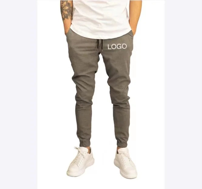 Men's Solid Color Cotton Jogger Pants Eco-Friendly Breathable Regular Fit Lightweight Mid Waist Drawstring Fitness Gym Casual